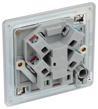 BG Electrical FBS55 Nexus Screwless Flat-Plate Unswitched Fused Connection Spur Unit Flex Output Brushed Steel 13A