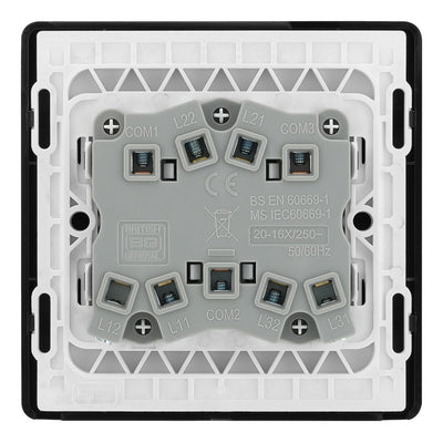 BG Evolve Satin Brass 3 Gang 20A 16AX 2 Way Light Switch PCDSB43B with 35mm Steel Back Box