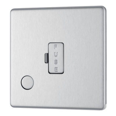 BG Electrical FBS55 Nexus Screwless Flat-Plate Unswitched Fused Connection Spur Unit Flex Output Brushed Steel 13A