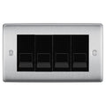 BG Nexus Brushed Steel 4 Gang RJ11 Telephone Socket Euro Module - Black Insert