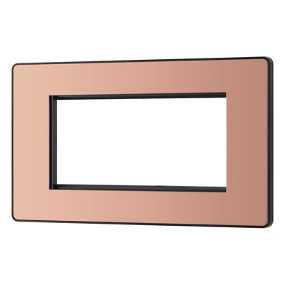 BG Evolve Polished Copper 4 Gang Secondary Telephone Socket, Screw Terminal - Black Insert