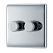 NPC82 Front - This trailing edge double dimmer switch from British General allows you to control your light levels and set the mood. The intelligent electronic circuit monitors the connected load and provides a soft-start with protection against thermal