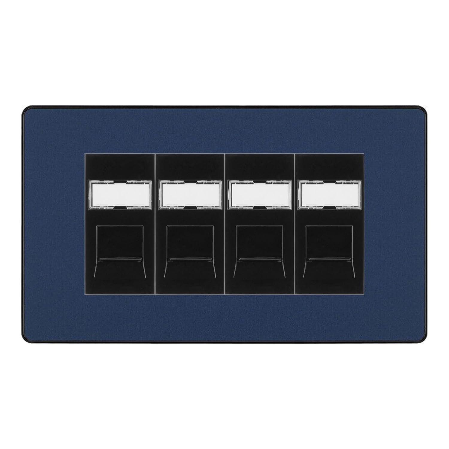 Data Outlet Blue BG Evolve Matt Blue 4 Gang RJ45 Cat6 Data Socket Outlet Black Inserts ...