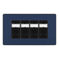 BG Evolve Matt Blue 4 Gang RJ45 Cat6 Data Socket Outlet Black Inserts
