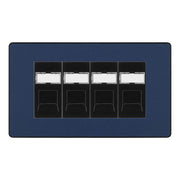 BG Evolve Matt Blue 4 Gang RJ45 Cat6 Data Socket Outlet Black Inserts by British General (BG-PCDDBRJ454B)