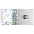 BG Screwless Brushed Steel 200W 2 Way Single Trailing Edge Dimmer Switch FBS81 with 35mm Steel Back Box