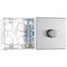 BG Screwless Brushed Steel 200W 2 Way Single Trailing Edge Dimmer Switch FBS81 with 35mm Steel Back Box