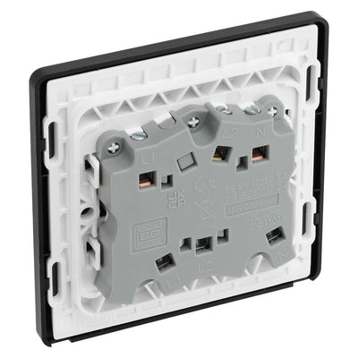 BG Evolve Matt Grey 10A Triple Pole Fan Isolator Switch PCDMG15B with 35mm Steel Back Box
