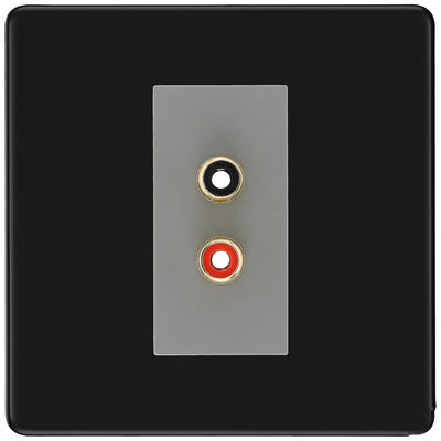 BG Screwless Matt Black Euro Module RCA X 2 Outlet FFBRCA2G by British General (BG-FFBRCA2G)