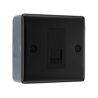 BG Nexus Matt Black RJ11 Single Data Outlet Socket with Surface Pattress Back Box