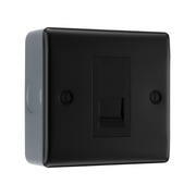 BG Nexus Matt Black RJ11 Single Data Outlet Socket with Surface Pattress Back Box by British General (BG-NFBRJ111+MC501-01)