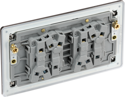 BG FBN44 Nexus Screwless Flat-Plate Quad Light Switch Black Nickel 2 Way 10A by British General (BG-FBN44)