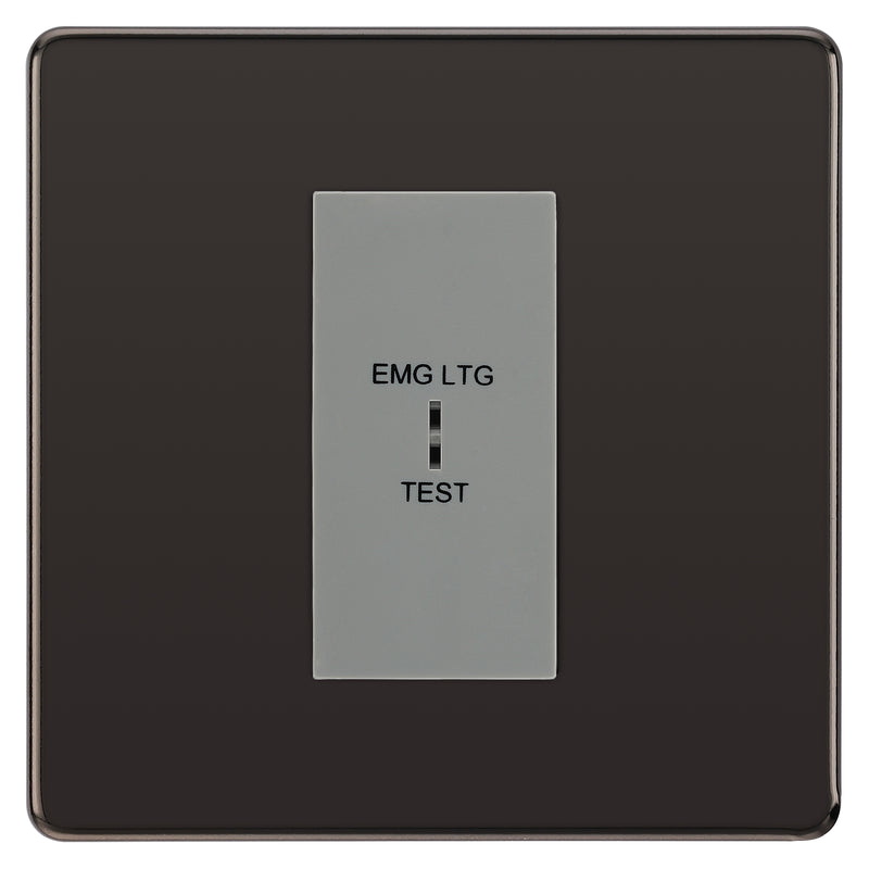 BG Nexus Metal Black Nickel 20AX 2 Way Emergency Lighting Test Key Switch - Grey Insert