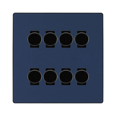 BG Evolve Matt Blue 8 Gang Trailing Edge LED Dimmer Light Switch 2 Way Custom Switch by British General (Evolve-DB-CUSTOM-8GANG-8x-DIMMER-2WAY)