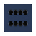 BG Evolve Matt Blue 8 Gang Trailing Edge LED Dimmer Light Switch 2 Way Custom Switch