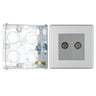 BG Screwless Brushed Steel Double Co-Axial Socket FBS61 with 25mm Steel Back Box by British General (BG-FBS61+HGS02)