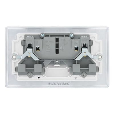 BG Nexus Metal Polished Chrome 13A Double Socket NPC22W with 25mm Steel Back Box