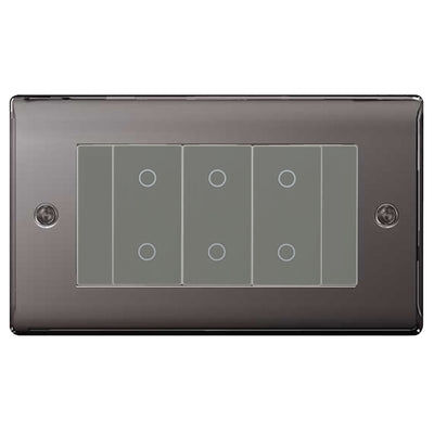 BG Nexus Black Nickel Triple Master Touch Dimmer Switch Grey Inserts by British General (BG-EMTDMG+NBNEMR4)