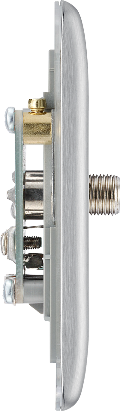 BG NBS65 Nexus Satellite and co-axial, 2 gang Brushed Steel Satellite Socket Outlets