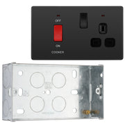 BG Evolve Black Chrome 45A Switch 13A Switched Socket Cooker Control Unit PCDBC70B with 35mm Steel Back Box