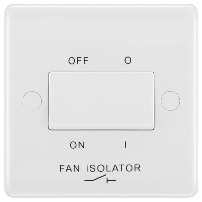 BG 815 Moulded Round Edge | White | 1 Gang 10AX 3 Pole Fan Isolator Switch by British General (BG-815)