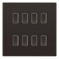 BG Black Nickel Screwless 8 Gang 2 Way Custom Grid Light Switch with Back Box Included