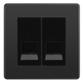 BG Evolve Black Chrome Double Master Telephone Socket, Screw Terminal - Black Insert