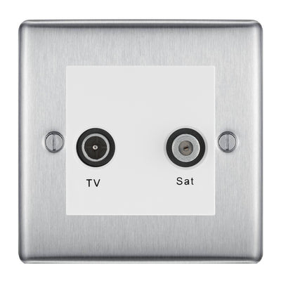 BG Nexus Metal Brushed Steel TV & Satellite Socket NBSTVSATW by British General (BG-NBSTVSATW)