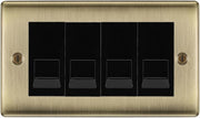 BG Nexus Antique Brass 4 Gang RJ11 Telephone Socket Euro Module - Black Insert by British General (BG-NABRJ114B)
