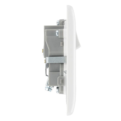 BG Electrical 13A 1 Pole Neon Switched Socket White & 50mm Pattress Back Box