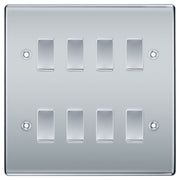 BG Polished Chrome 8 Gang 2 Way Custom Grid Light Switch with Back Box Included by British General (BG-NEXUS-PC-8G-CUSTOM-LIGHT-SWITCH)