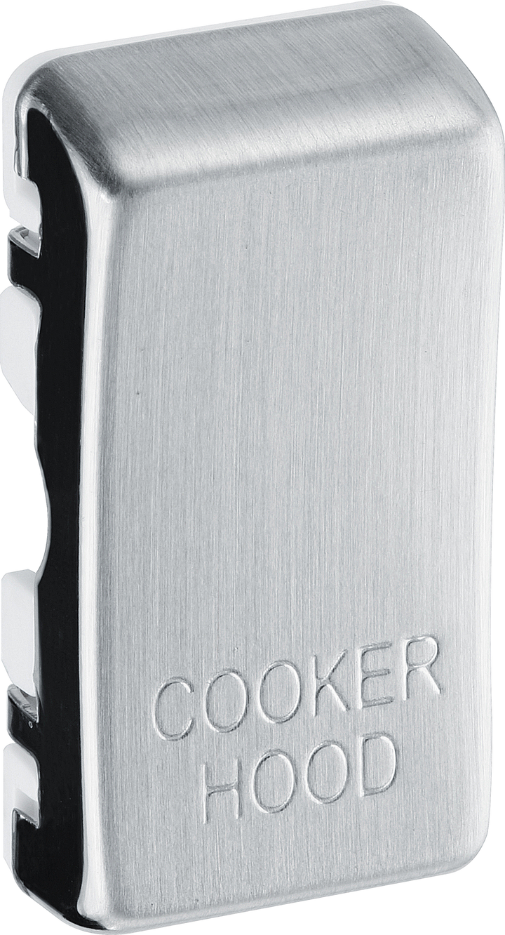 RRCHBS Side - This brushed steel finish rocker can be used to replace an existing switch rocker in the British General Grid range for easy identification of the device it operates and has 'COOKER HOOD' embossed on it.