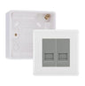 BG White Moulded Double RJ11 Telephone Socket Euro Module with 32mm Back Box - Grey Insert by British General (BG-EMRJ11G-2G-32)