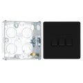 BG Screwless Matt Black 20A 16AX 2 Way Triple Light Switch FFB43 with 25mm Steel Back Box