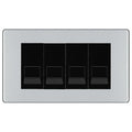 BG Screwless Polished Chrome 4 Gang RJ11 Telephone Socket Euro Module - Black Insert