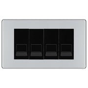 BG Screwless Polished Chrome 4 Gang RJ11 Telephone Socket Euro Module - Black Insert by British General (BG-FPCRJ114B)