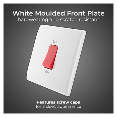 BG 875 Moulded Round Edge | White | 1 Gang 45A 2 Pole Cooker Switch