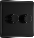 BG NFB82 Nexus Metal Matt Black 2 Gang 200W 2 Way Push On-Off Intelligent LED Dimmer Switch
