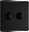 BG NFB82 Nexus Metal Matt Black 2 Gang 200W 2 Way Push On-Off Intelligent LED Dimmer Switch by British General (BG-NFB82-Shopify-SA_1)