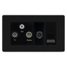 BG Screwless Matt Black TV/FM/SAT + Return & 1 Gang Tel - Screened Triplex Socket FFB68B by British General (BG-FFB68B)