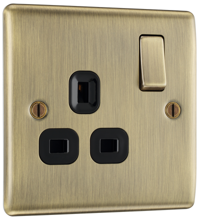 BG NAB21B Nexus Metal Antique Brass 1 Gang 13A Switched Socket