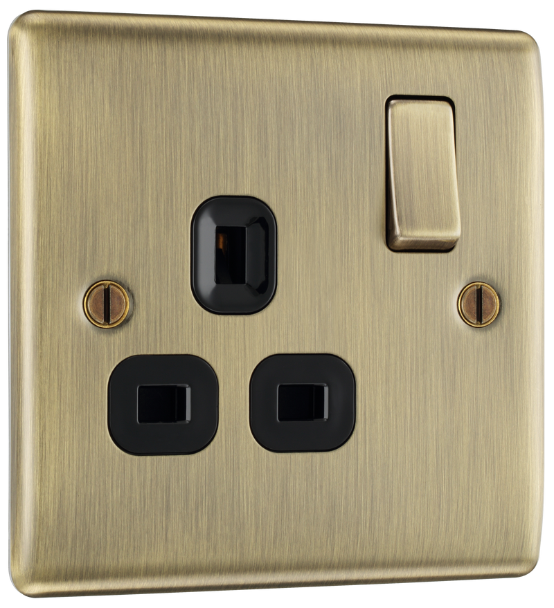 BG NAB21B Nexus Metal Antique Brass 1 Gang 13A Switched Socket