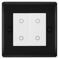 BG Nexus Matt Black Double Master Touch Dimmer Switch - White Insert