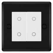 BG Nexus Matt Black Double Master Touch Dimmer Switch - White Insert by British General (BG-EMTDMW+NFBEMS2)