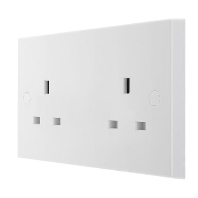 BG 924 Moulded Square Edge | White | 2 Gang 13A Unswitched Socket by British General (BG-924)
