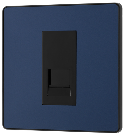 BG PCDDBBTS1B Matt Blue Evolve 1 Gang Secondary Telephone Outlet - Black Insert