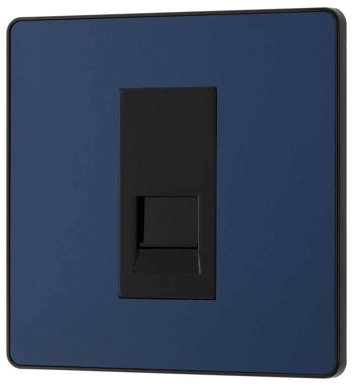 PCDDBBTS1B Front - This Evolve Matt Blue Secondary telephone socket from British General uses a screw terminal connection, and should be used for an additional telephone point which feeds from the master telephone socket.