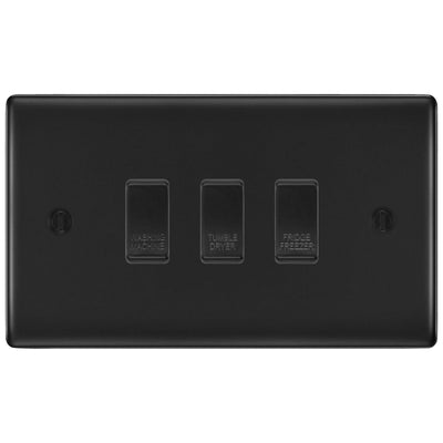 BG Matt Black 3 Gang Custom Grid Switch Panel Labelled Kitchen Appliance by British General (BG-NEXUS-MB-Kitchen-Appliance-3Gang)