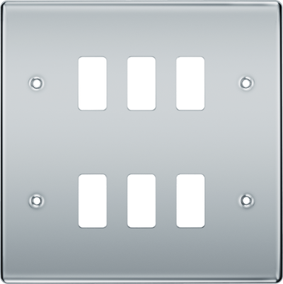 BG RNPC6 Nexus Grid Polished Chrome 6 Module Front Plate