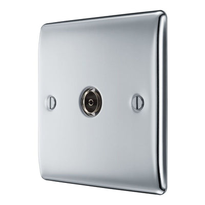 BG Nexus Polished Chrome 1 Gang Co-Axial Socket NPC60 with 35mm Steel Back Box